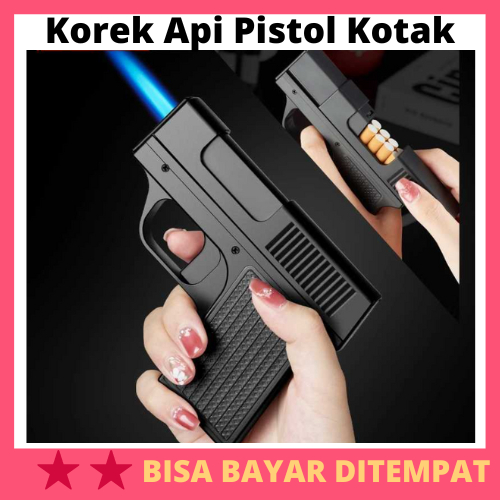 Korek Api Pistol Kotak Rokok 10 Slot Gun Lighter Cigarette Box / Korek Api Pistol Tembak Gas Bara Je