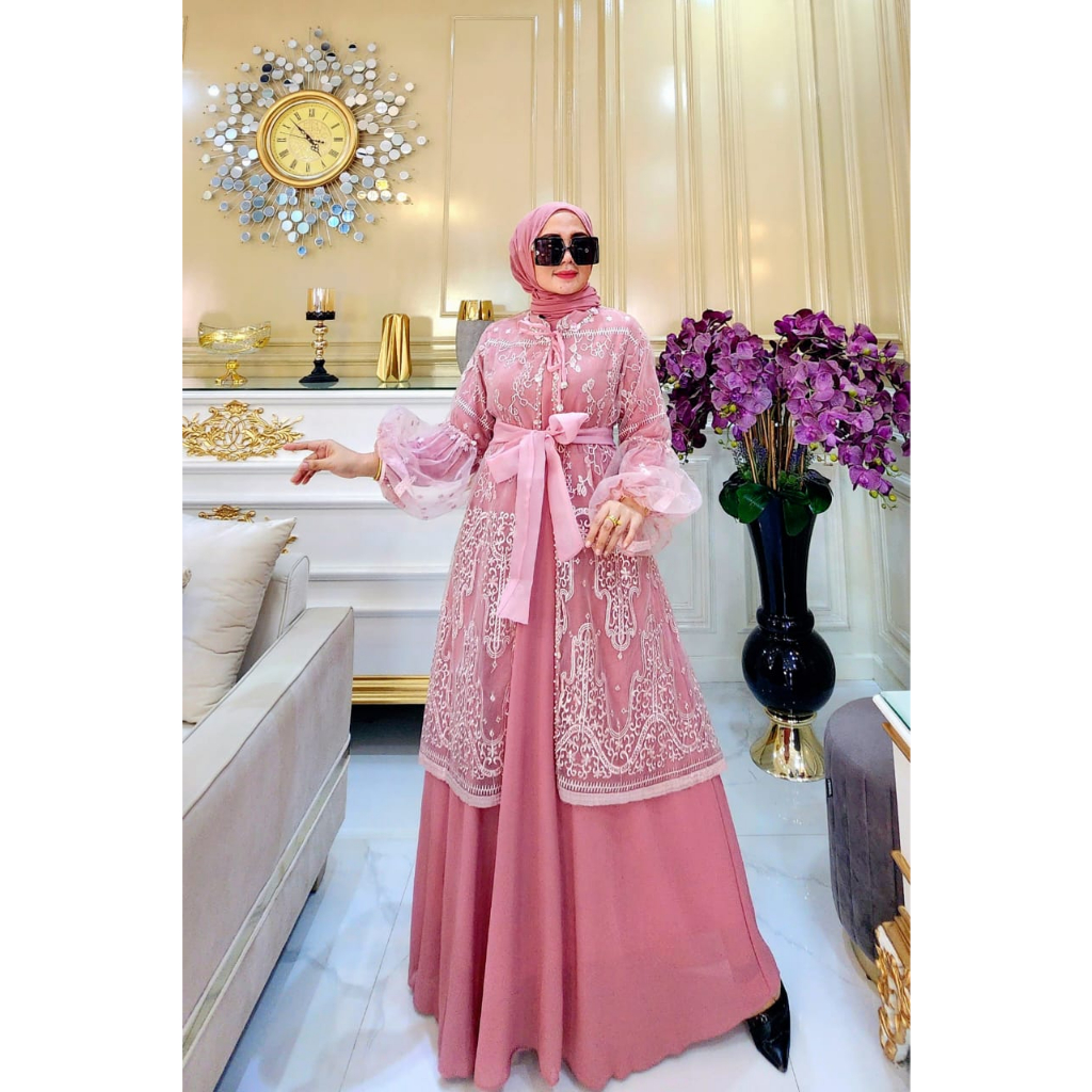 Unna_Store.2019 /Gamis Abaya Turkey Innara Terbaru Original Premium Quality Fashion Mewah Hitam Wani