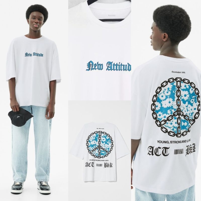 Brshk printed slogan oversize t shirt