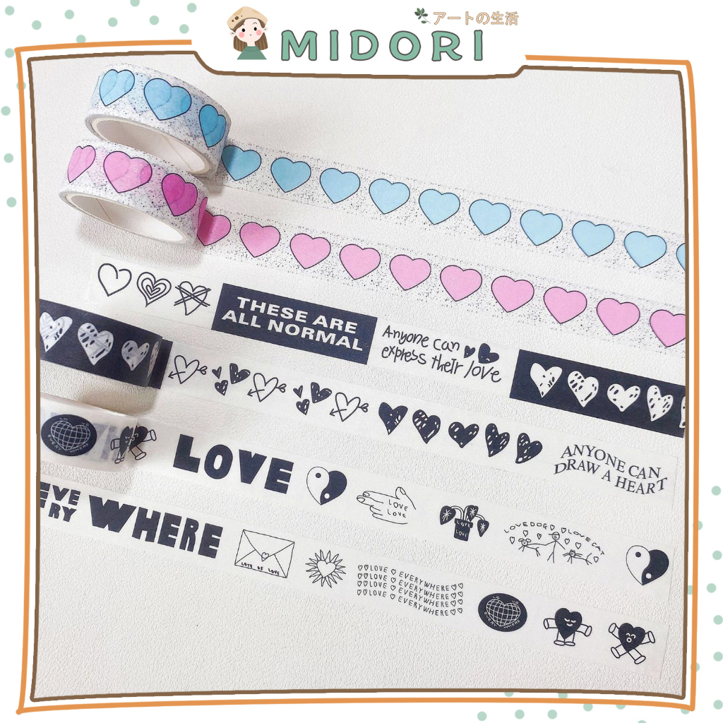 

[MIDORI] 1Pc WASHI TAPE KLIP KERTAS COLORFUL Masking Tape DIY BuJo Aesthetic Korean Washi - A0049