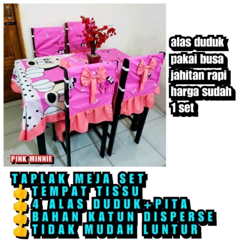 TAPLAK MEJA MAKAN SET TAPLAK DINNING MEJA 4 KURSI