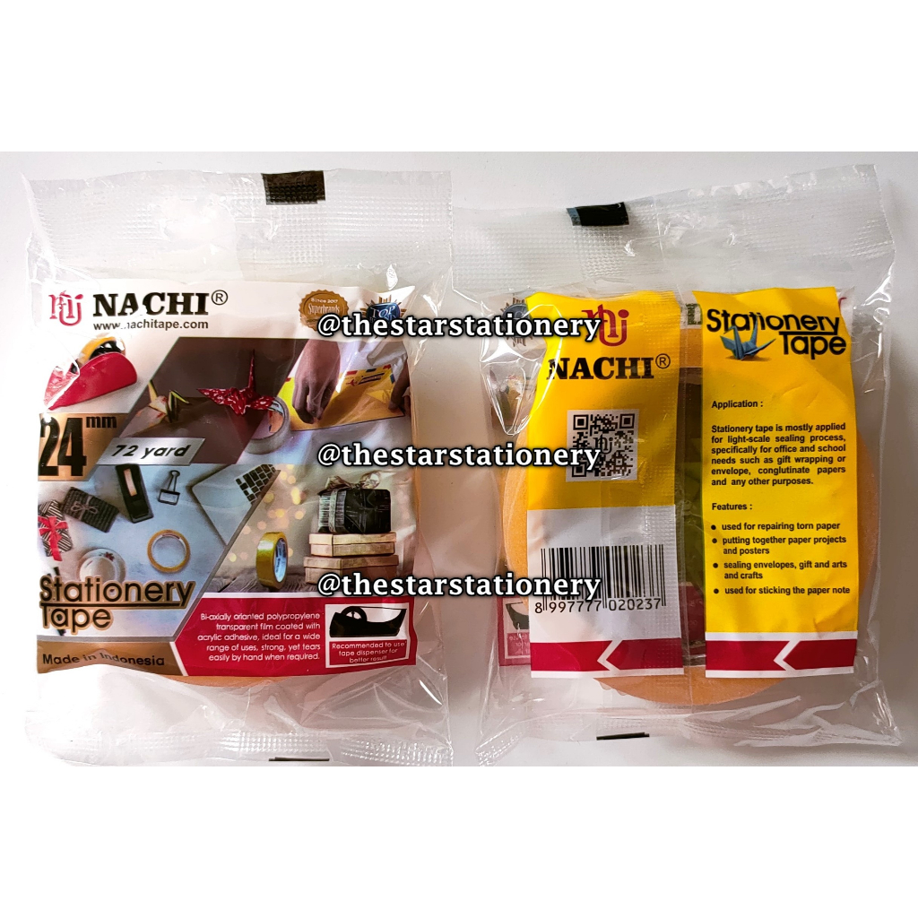 

(1 Plastik) Stationery Tape Nachi 24 mm x 72 yard Kemasan Plastik / Isolasi Tape Nachi (1 Plastik)