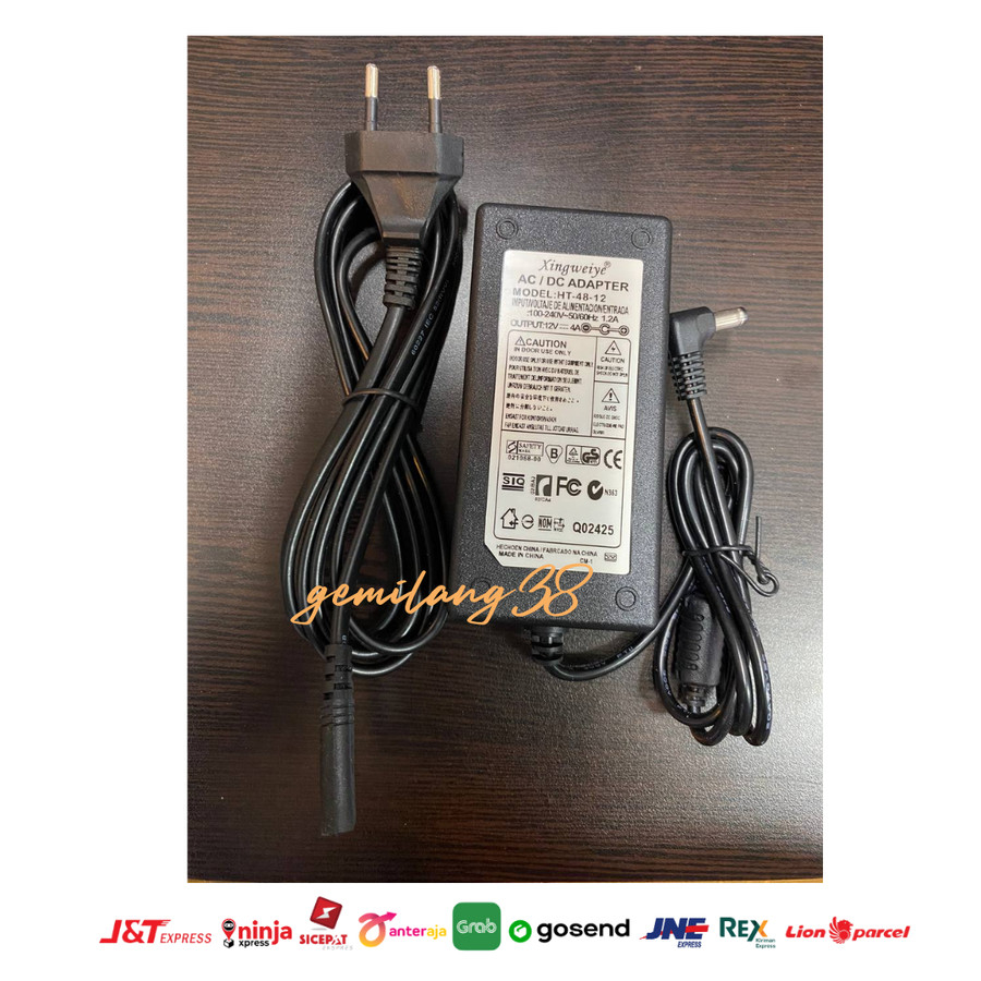 AC / DC Adapter 12V 4A Adaptor DVR / CCTV 4A 12V + Kabel Power 12 v