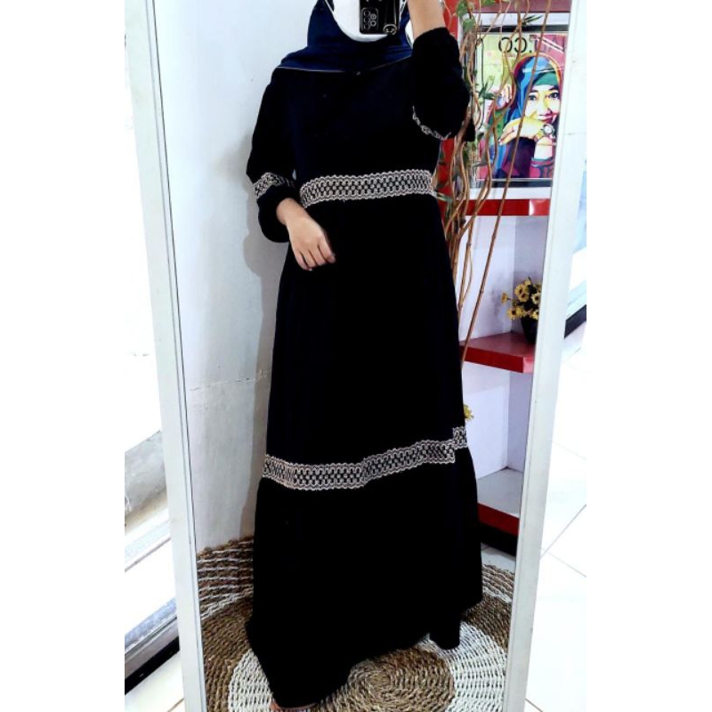 GAMIS HITAM RENDA | GAMIS PUTIH RENDA | GAMIS CRINCLE AIRFLOW HITAM