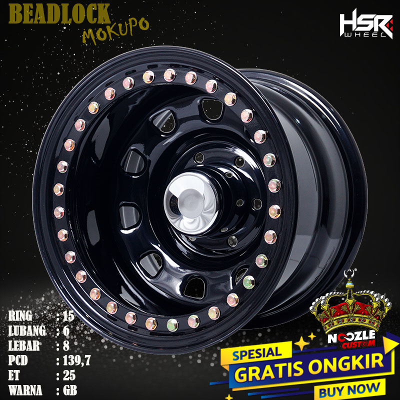 Velg Kaleng Besi Ring 15 Lubang 6 Type HSR Beadlock Pelek Mobil HSR Ring 15 Offroad