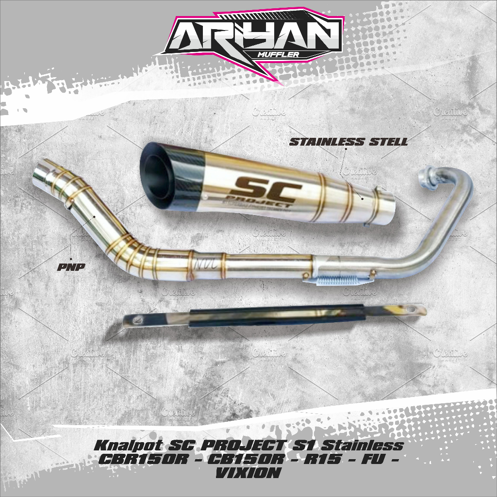 Knalpot SC PROJECT S1 Stainless CBR150R - CB150R - R15 - FU - VIXION