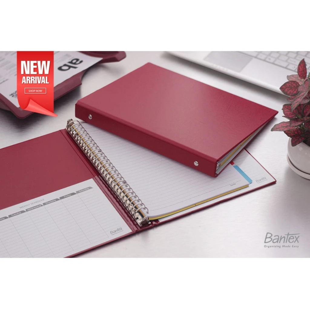 

File Kuliah Binder Note Merk Bantex B5 26 Ring A5 20 Ring Besi / Loose Leaf Multiring Binder Warna Maroon