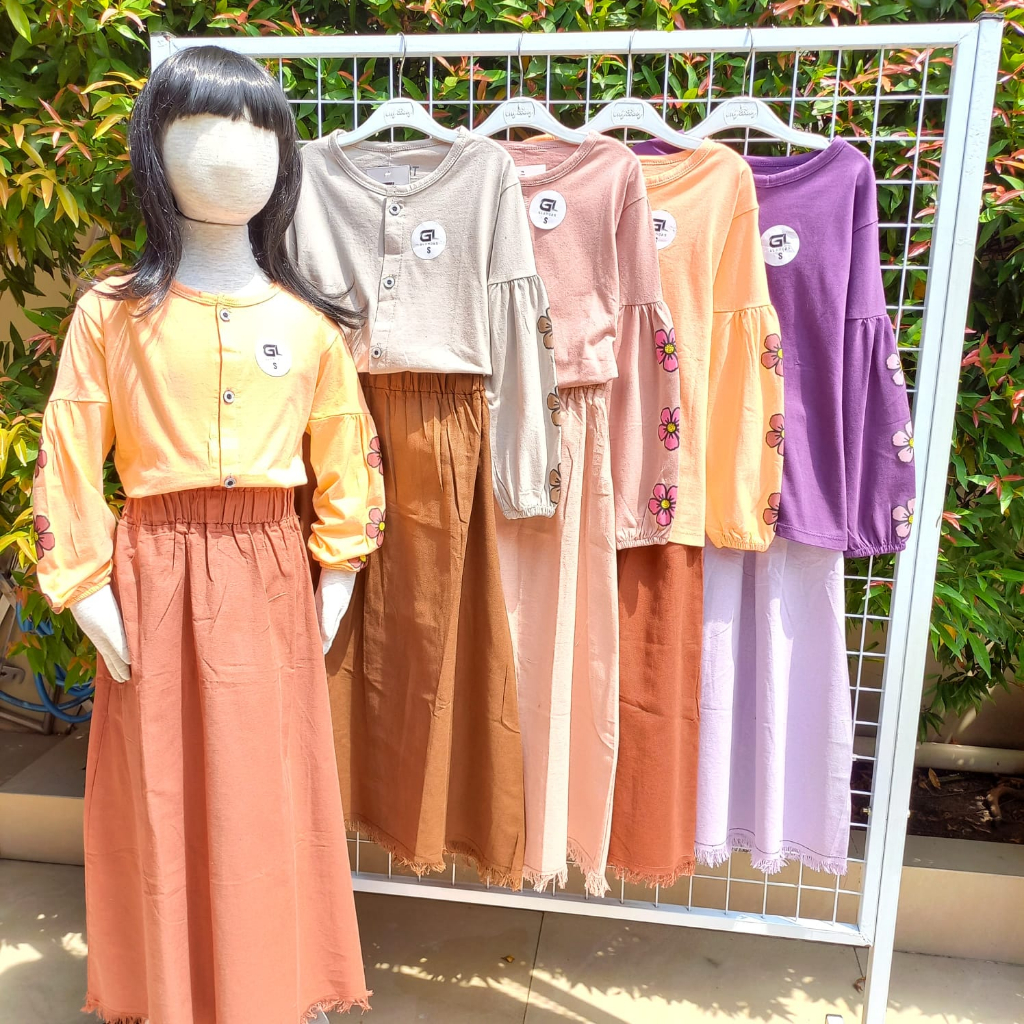 Setelan Anak Perempuan Glamoas Junior Rok Rawis Usia 6 - 20 Tahun