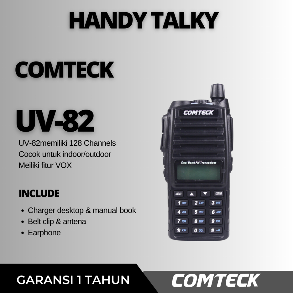 HT Comteck UV-82 Dual Band VHF - UHF Radio FM-GARANSI