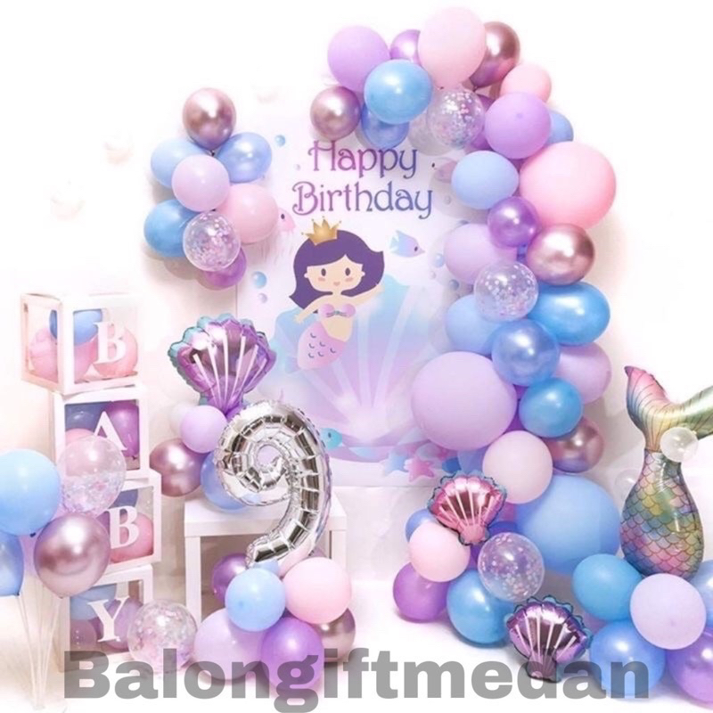 PAKET DEKORASI ANAK CEWEK MERMAID PUTRI DUYUNG