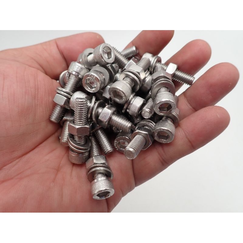 Baut mur ring stainless M6X25 kunci L set