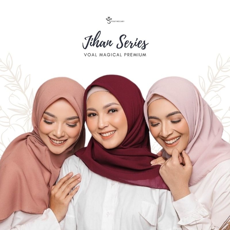 YOUTHSCARF - JIHAN SERIES - Jilbab Segi Empat - Voal Magical Segi Empat  - Hijab Polos Premium - You