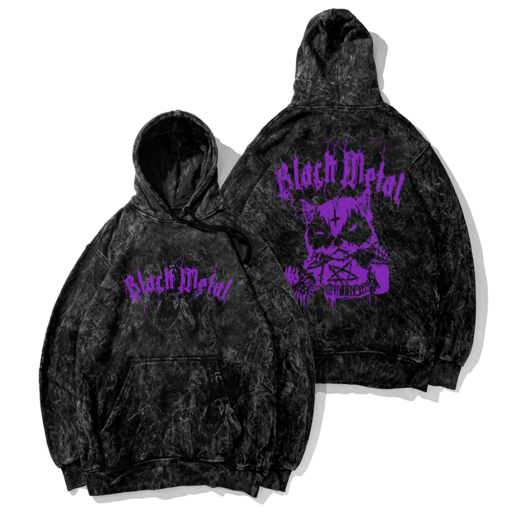 [BLACK METAL CAT] Hoodie Washing BLACK METAL CAT Premium Pria Wanita
