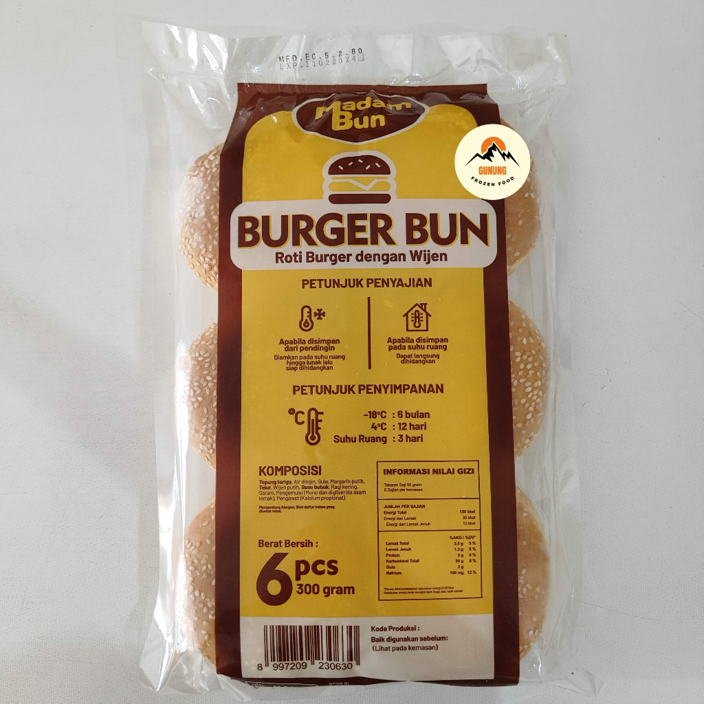 

Madam Bun Roti Burger Wijen 300gr isi 6