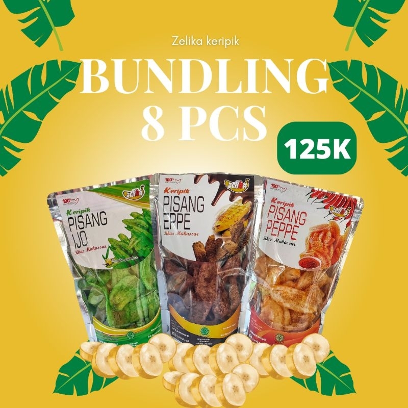 

Termurah Keripik Pisang Aneka Rasa Bundling 8 pcs Bubuk Coklat Asli