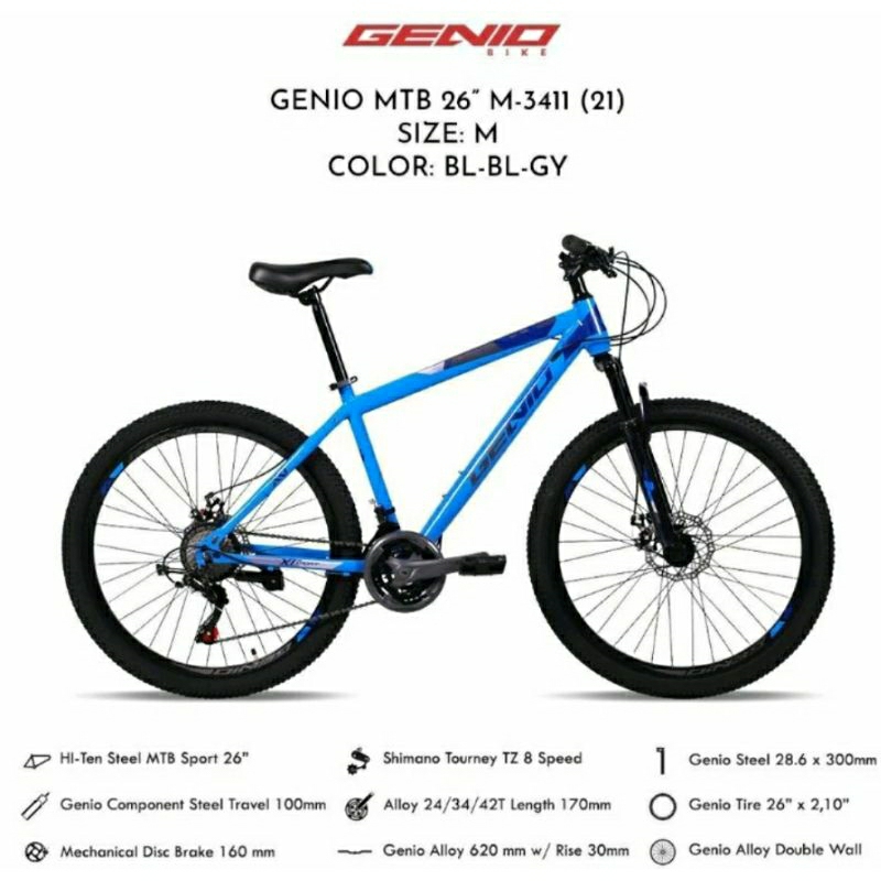 SEPEDA MTB 26 GENIO M341 GARPU SHOCK + FRAME TEBAL
