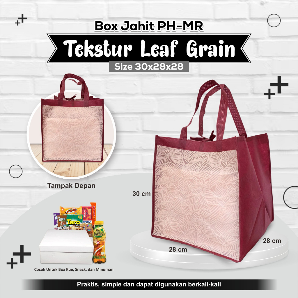 

ALTHEA Tas Nasi Kotak 28x28 | Tas Souvenir Kotak Nasi | Tas Berkat Box Nasi Tekstur Rose Tali 30x28x28