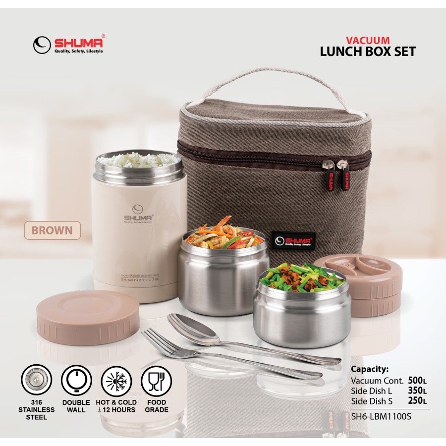 Shuma New Vacuum Insulated Lunch Box Set 1100S New Produk shuma