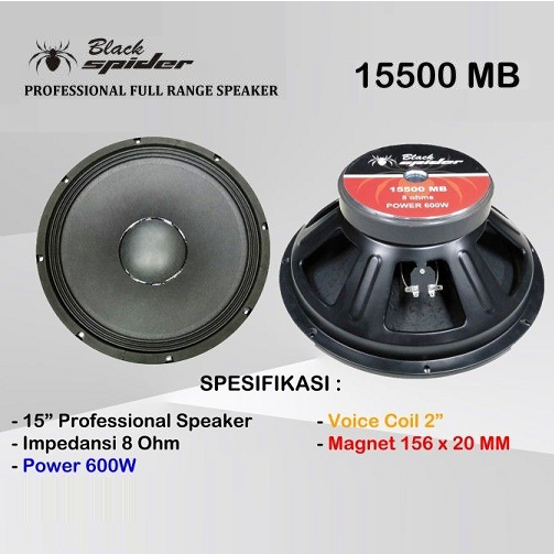 Speaker Black Spider 15" 15500MB / 15500 M Original 15 inchi VC 2"inch 600W 8R Profesional Speaker K