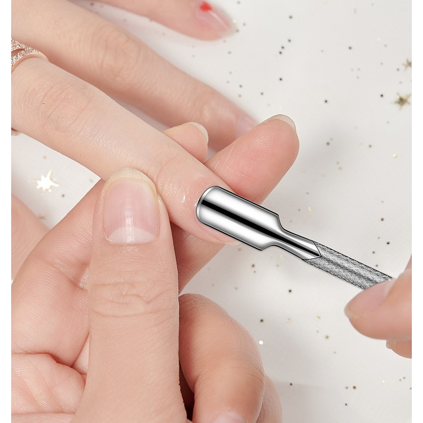 Mydance  私の舞い Besi Pendorong Kutikula Kuku 2 Sisi Bahan Stainless Steel Cuticle Manicure Pedicure Pusher Nail Pusher