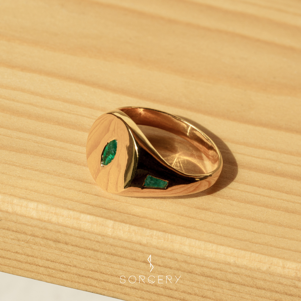 SORCERY 925 Silver Ring OBV Cincin Perak Emas Hitam Permata Premium 18K Real Gold Unisex Pria Wanita