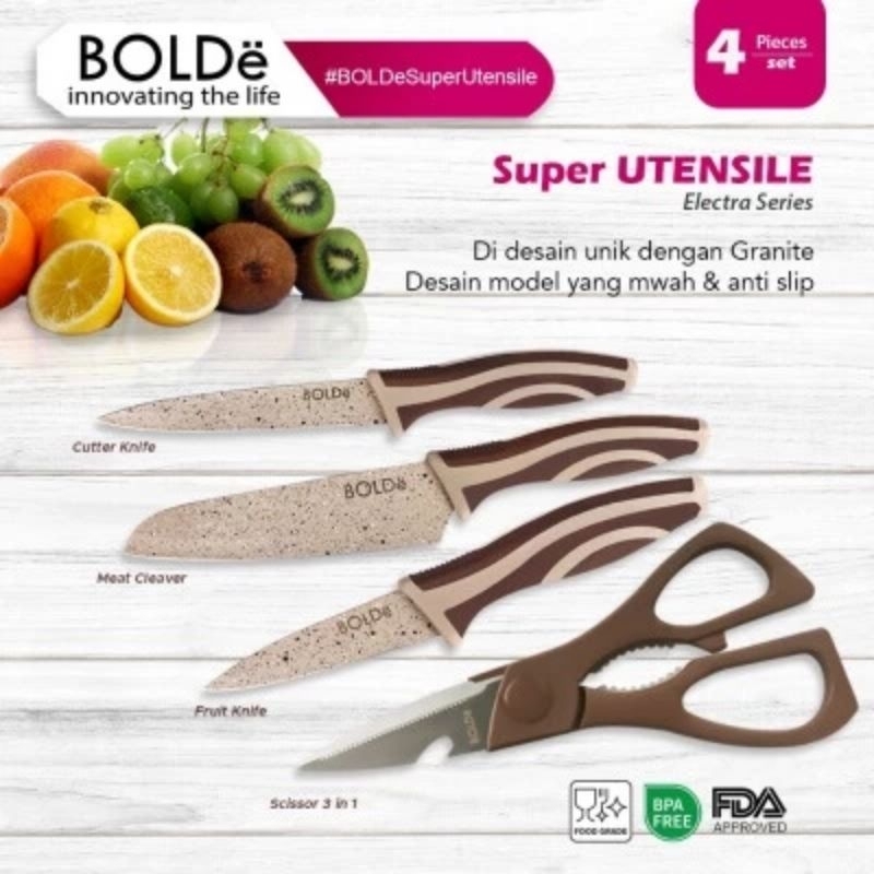 Bolde Super Utencil Knives Electra Series | Pisau Set Bolde | Knife Set | Pisau Dapur