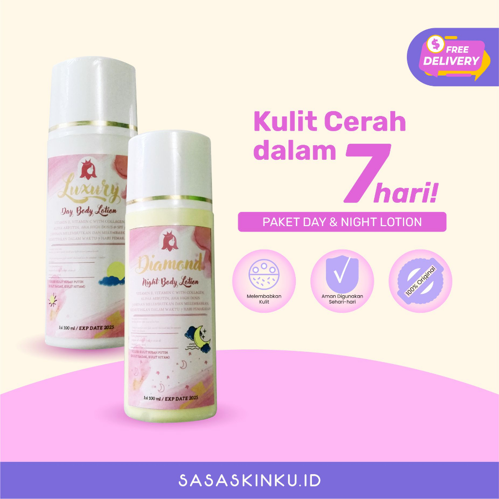 Whitening HB Dosting Sasaskinku Luxury & Diamond Original - Day & Night Lotion Pemutih Dosis Tinggi 