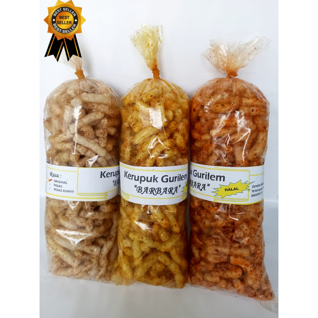 

(COD)TERMURAH kerupuk gurilem 1 paket 3 rasa Gurih, Pedas, pedas kunyit makanan cemilan khas cililin renyah enak dan gurih