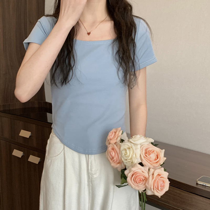 Baju Atasan Kaos Spandek Korean Wanita Sexy Lengan Pendek 095