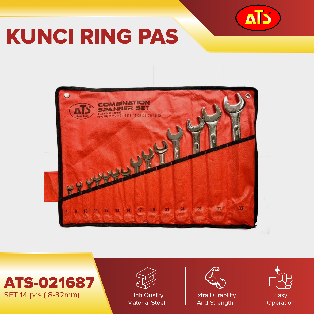 ATS Kunci Ring Pas SET 14 pcs ( 8-32mm )
