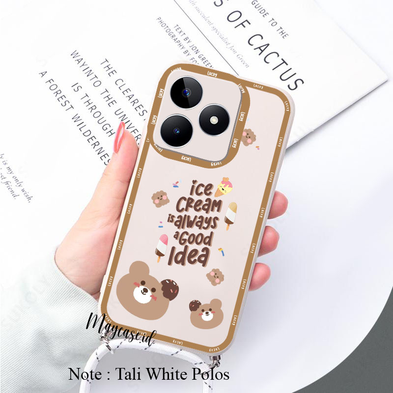 Softcase Macaron Motif Bear + Tali Sling Realme C53 C33 C35 C20 C11 C30 C30S C15 C12 C21Y C17 C31 C5