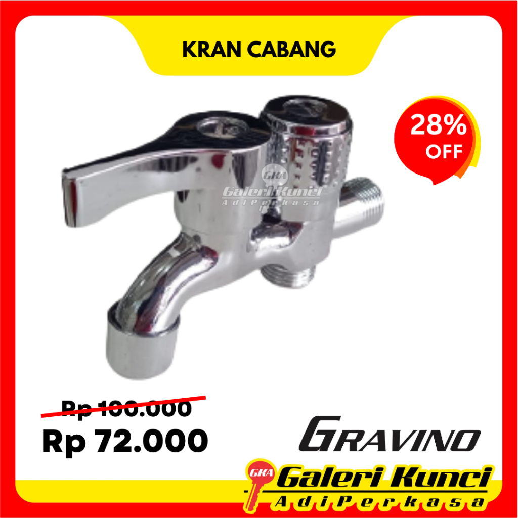 Keran Cabang Gravino VZ 2742 Sepeda Chrome Kran Shower Bak Mandi Double