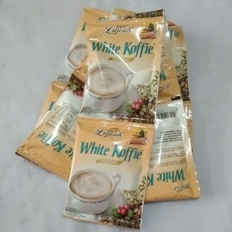 

Luwak white 20gr, kemasan renteng isi 10sachet kopi susu