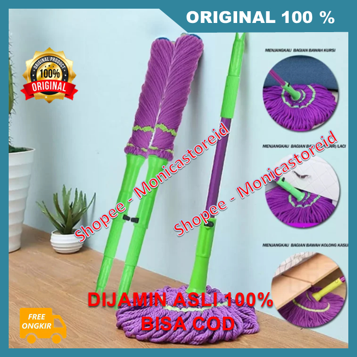 BELI 1 GRATIS 1 Alat Pel Hits Alat Pel Lantai Praktis Putar Twist Mop Magic Pembersih Rumah Tangga I