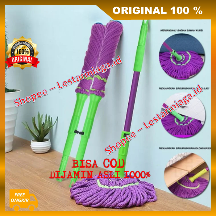 BELI 1 GRATIS 1 Alat Pel Hits Alat Pel Lantai Praktis Putar Twist Mop Magic Pembersih Rumah Tangga I
