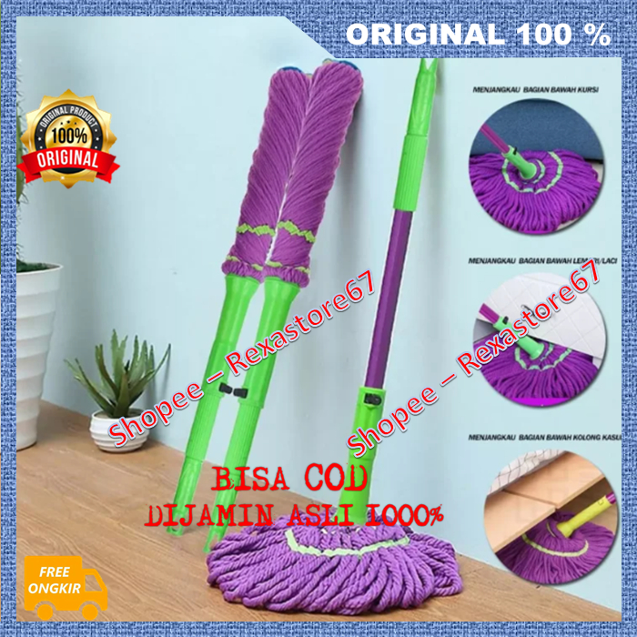 BELI 1 GRATIS 1 Alat Pel Hits Alat Pel Lantai Praktis Putar Twist Mop Magic Pembersih Rumah Tangga I