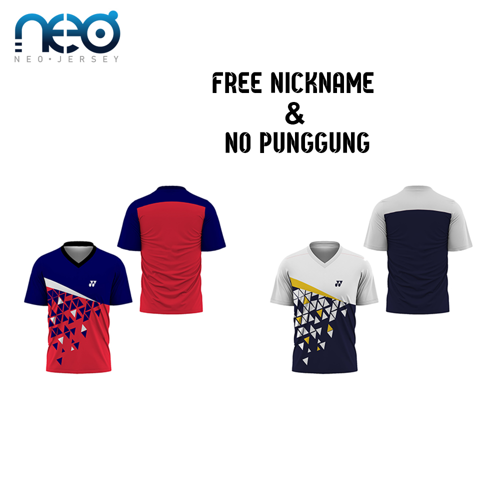[NeoJersery] Jersey Bulutangkis Pria Lengan Pendek | Baju Kaos Badminton Kerah V - ART 5