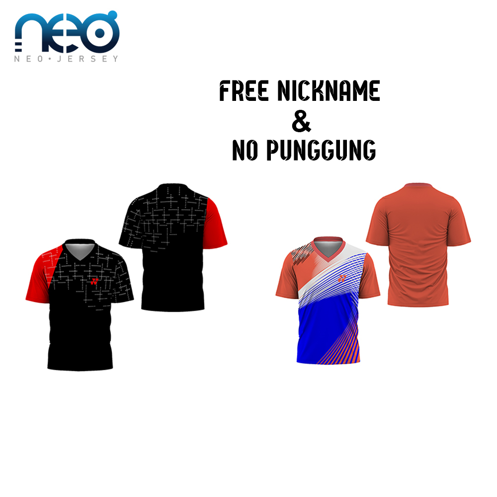 [NeoJersey] Kaos Jersey Badminton Bulutangkis Pria Lengan Pendek Kerah V - ART 6