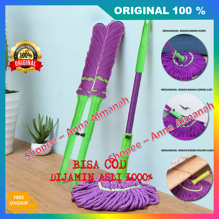 BELI 1 GRATIS 1 Alat Pel Hits Alat Pel Lantai Praktis Putar Twist Mop Magic Pembersih Rumah Tangga I
