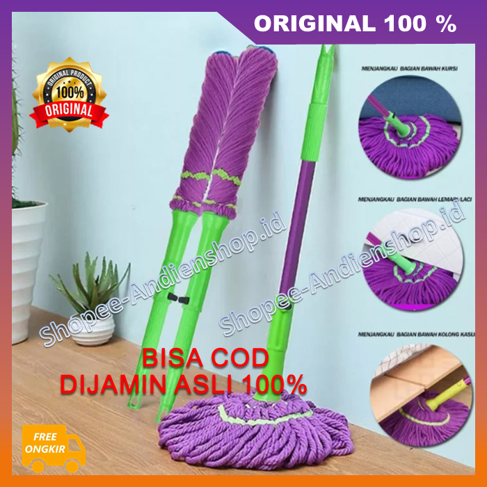 BELI 1 GRATIS 1 Alat Pel Hits Alat Pel Lantai Praktis Putar Twist Mop Magic Pembersih Rumah Tangga I