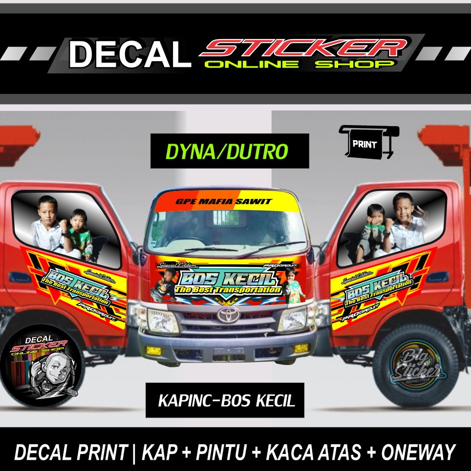 STIKER MOBIL TRUK DUTRO/DYNA DECAL PRINT FULL KABIN motif new
