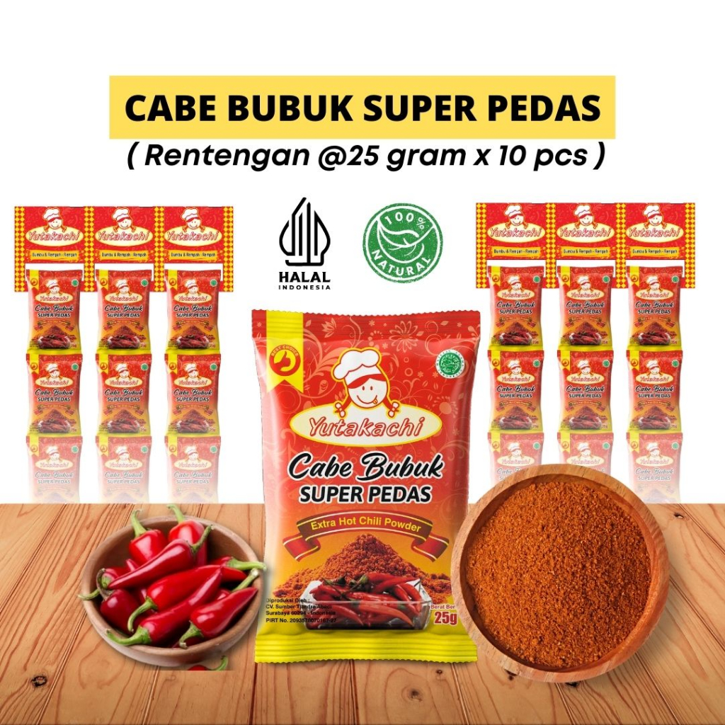 

[RENTENG] Cabe Bubuk Super Pedas uk 25 gr (isi 10 pcs)