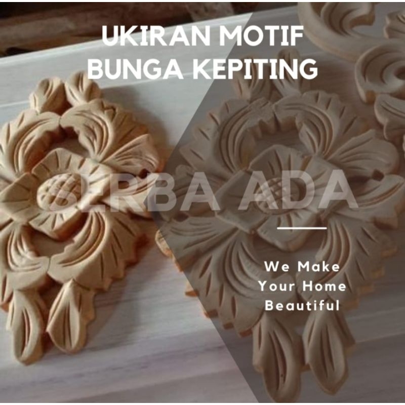 Ukiran Kayu Motif Bunga Kepiting