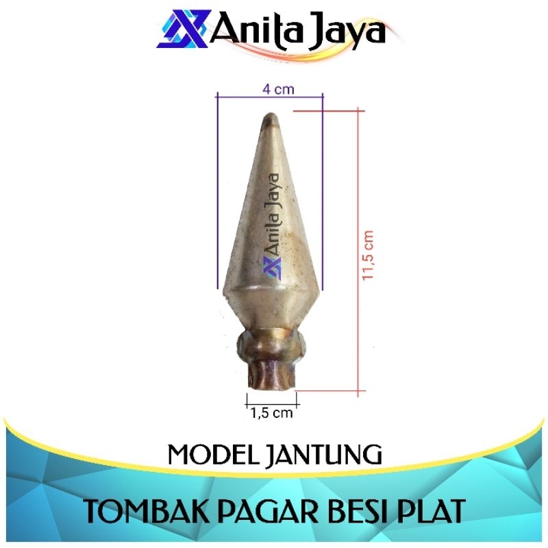 Tombak jantung besi plat ornamen pagar
