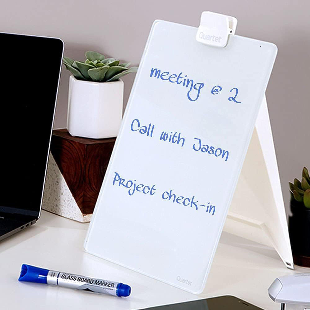 

Quartet Desktop Glass Dry Erase Easel White Frameless Papan atan