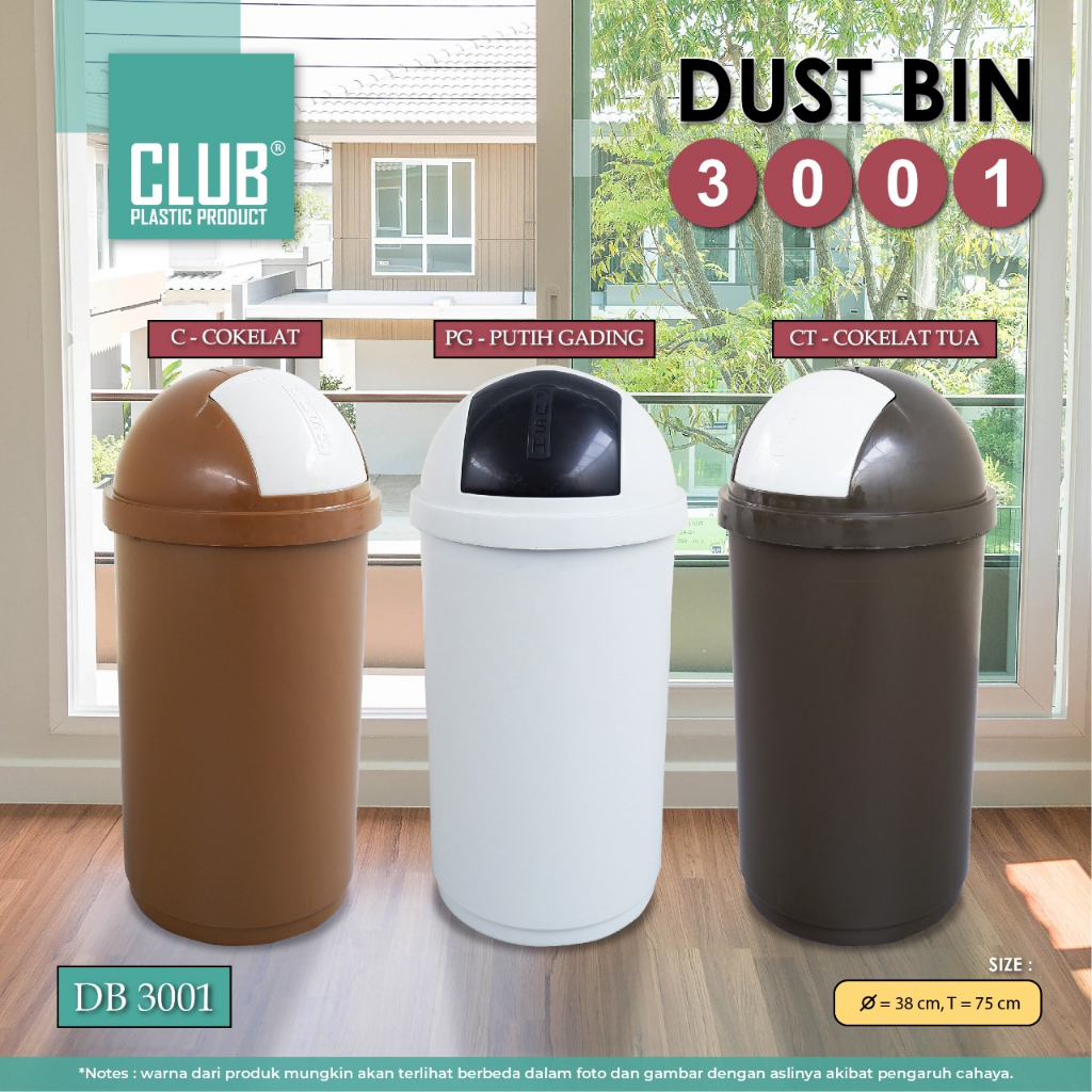 Dustbin 50 Liter DB-3001 - Tong Sampah Plastik - Tempat Sampah Plastik - Tong Sampah Tutup Ayun -  T