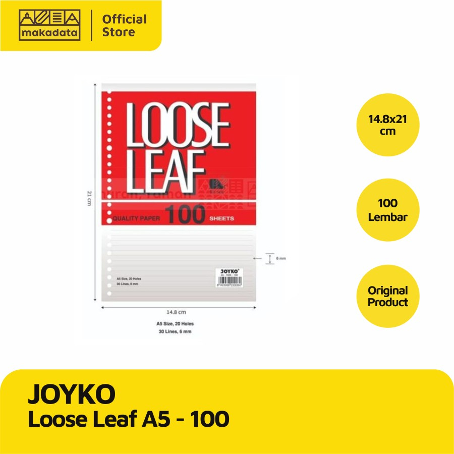 

KERTAS BINDER / LOOSE LEAF JOYKO A5 100 LEMBAR