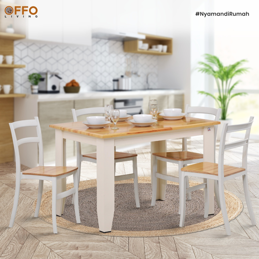 Offo Living - Meja Makan Minimalis 1 Set - DTM ALMA