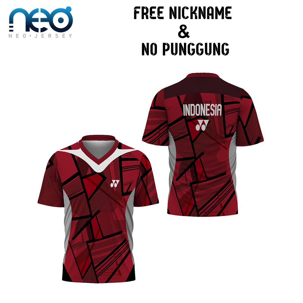[NeoJersey] Baju Bulutangkis Pria Lengan Pendek | Kaos Jersey Badminton Kerah V - ART 9