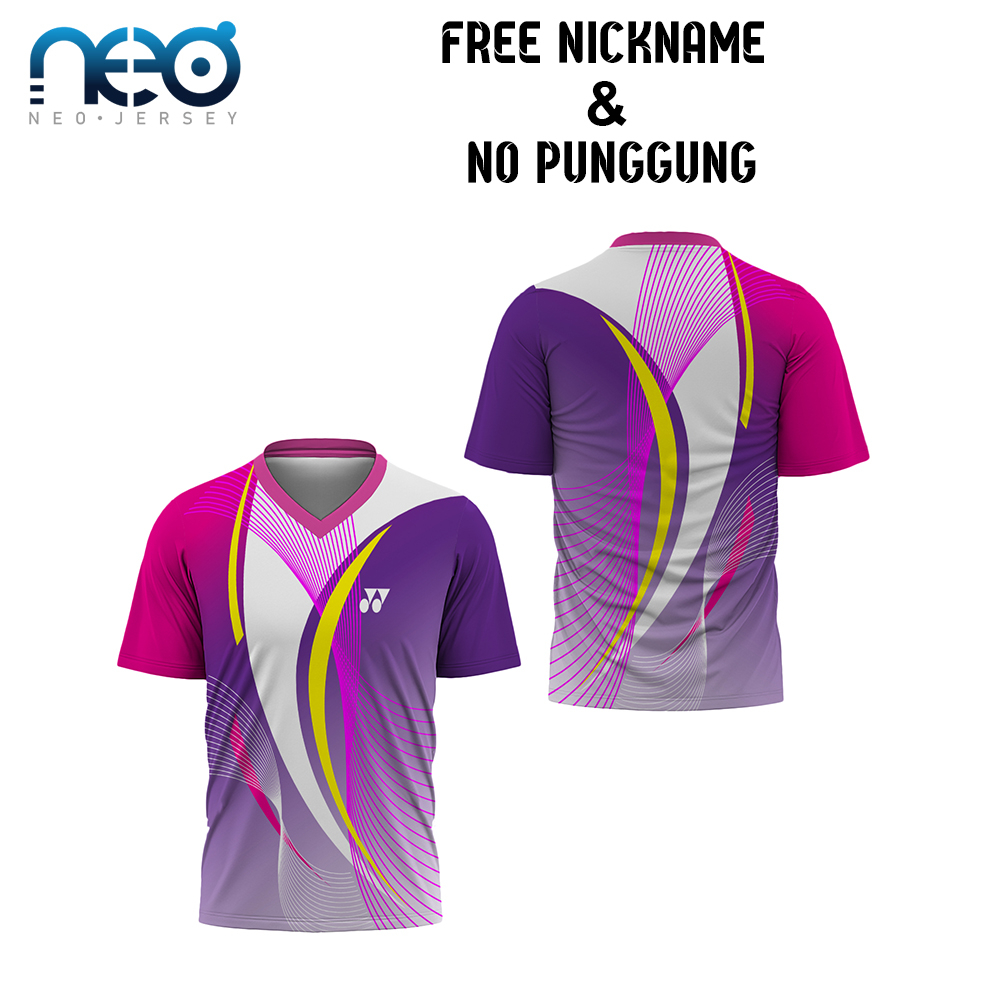 [NeoJersey] Jersey Kaos Olahraga Bulutangkis Badminton Pria Lengan Pendek Kerah V - ART 10